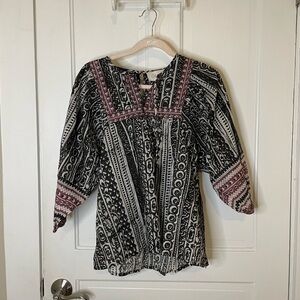 NWT Cleobella Puff Sleeve Oaklee Organic Cotton Elbow-Sleeve Top Blouse Bohemian